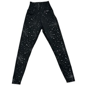 Glyder High Power Performance Women's Black Starbust Leggings Size XXS Poly/Span
